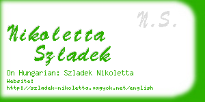 nikoletta szladek business card